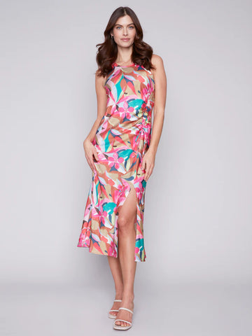 SATIN DRESS WITH RUCHED DETAIL