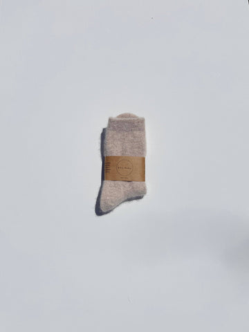 FLUFFY ANGORA SOCKS - NEUTRAL: Oat / Women’s 7.5 - 11.5, Men’s 6.5 - 10.5