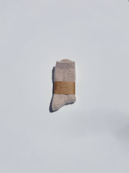 FLUFFY ANGORA SOCKS - NEUTRAL: Mushroom / Women’s 7.5 - 11.5, Men’s 6.5 - 10.5