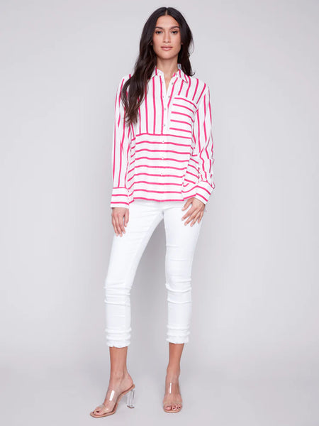 LINEN STRIPED BUTTON UP