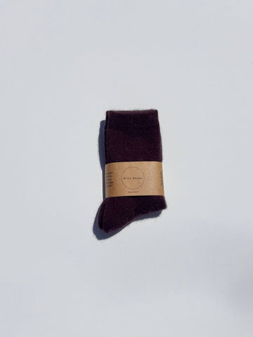 FLUFFY ANGORA SOCKS - NEUTRAL: Chocolate / Women’s 7.5 - 11.5, Men’s 6.5 - 10.5