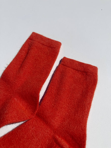 FLUFFY ANGORA SOCKS - CRYSTALS: Pink ruby
