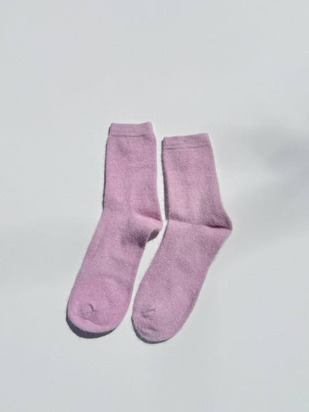 FLUFFY ANGORA SOCKS - CRYSTALS: Pink ruby
