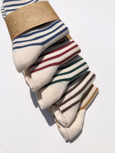 COLOR STRIPE SOCKS: Burgundy
