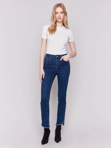 BOOTCUT JEAN WITH ASYMETRICAL HEM