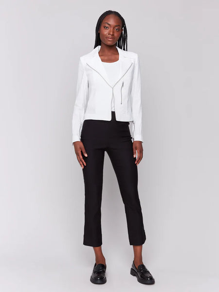 Crinkle Rayon Biker Jacket