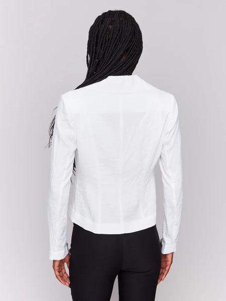 Crinkle Rayon Biker Jacket