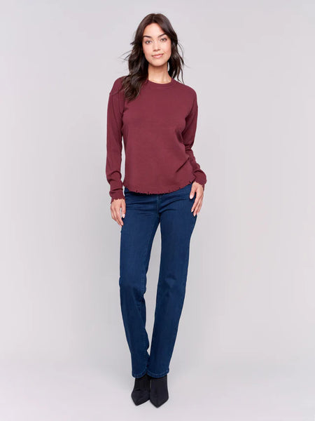 FRAYED EDGE HEM SWEATER