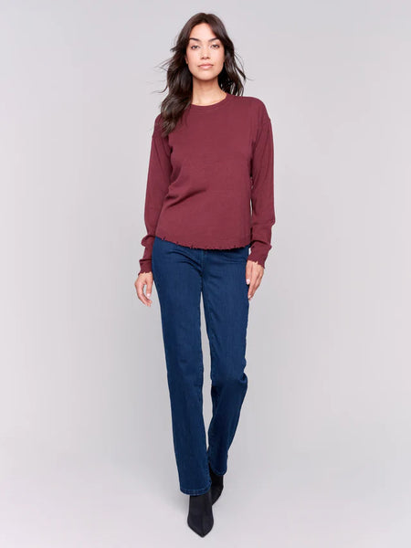 FRAYED EDGE HEM SWEATER