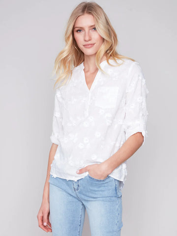 EMBROIDERED COTTON BLOUSE