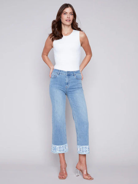 JEANS WITH CROCHET CUFF