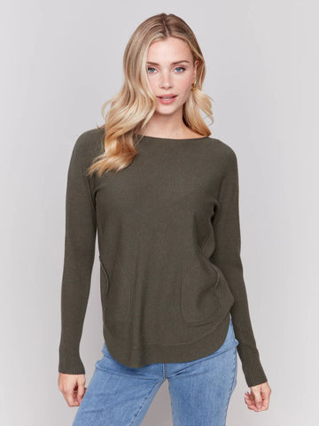 KNIT SWEATER WITH BACK LACE-UP DETAIL