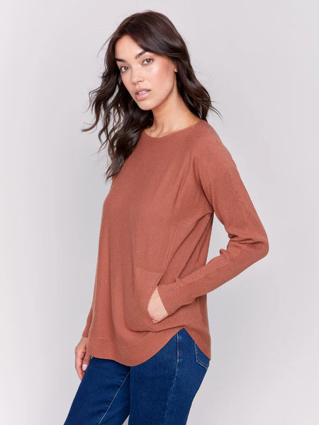 KNIT SWEATER WITH BACK LACE-UP DETAIL