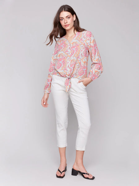 Long Sleeve Blouse with Tie