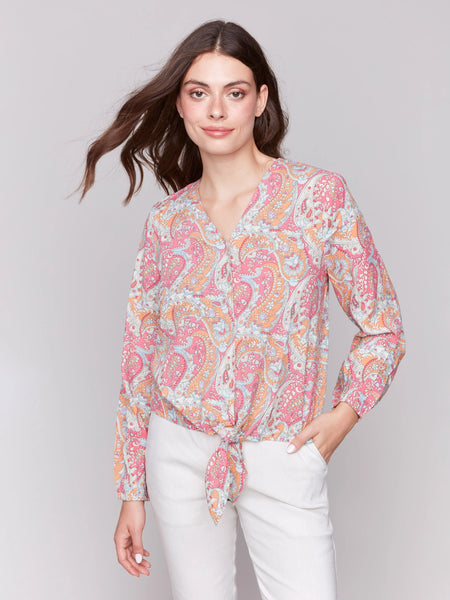 Long Sleeve Blouse with Tie