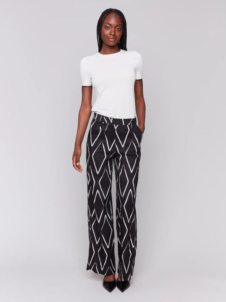Printed Linen Blend Pants