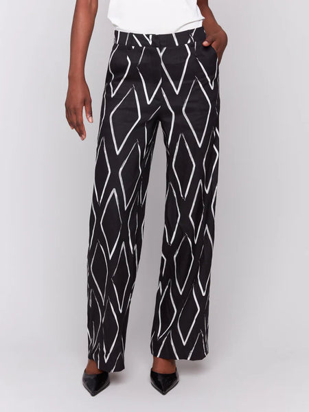 Printed Linen Blend Pants