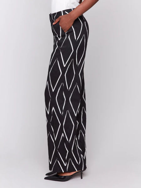 Printed Linen Blend Pants