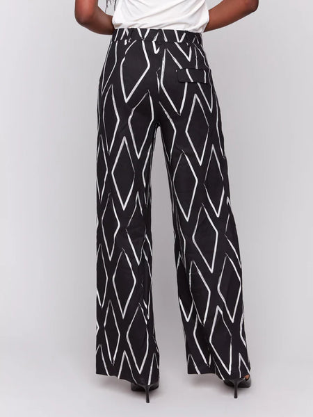 Printed Linen Blend Pants