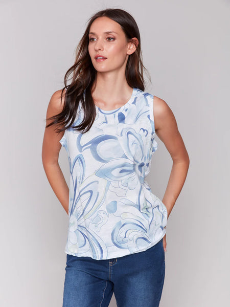 Printed Organic Cotton Sleeveless Top