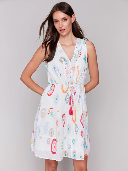 Printed Sleeveless Cotton Ruffle Dress
