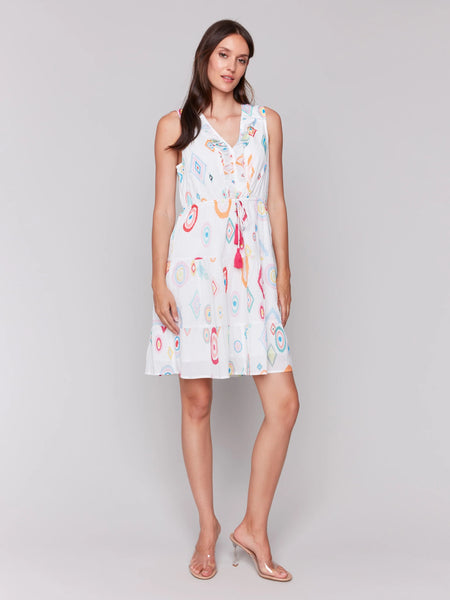 Printed Sleeveless Cotton Ruffle Dress
