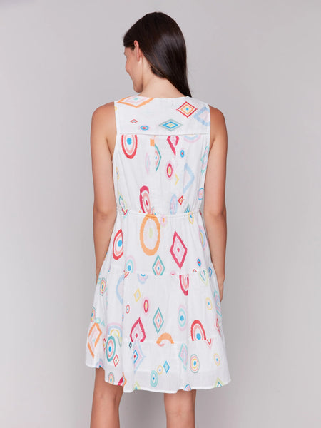 Printed Sleeveless Cotton Ruffle Dress