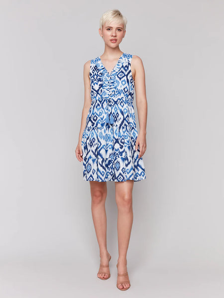 Printed Sleeveless Cotton Ruffle Dress