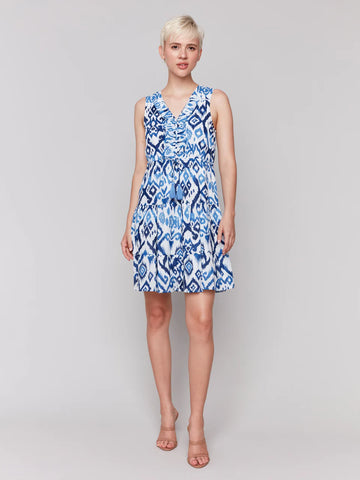 Printed Sleeveless Cotton Ruffle Dress