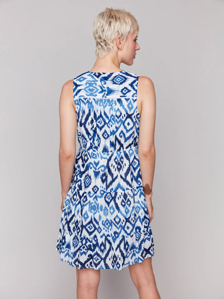 Printed Sleeveless Cotton Ruffle Dress