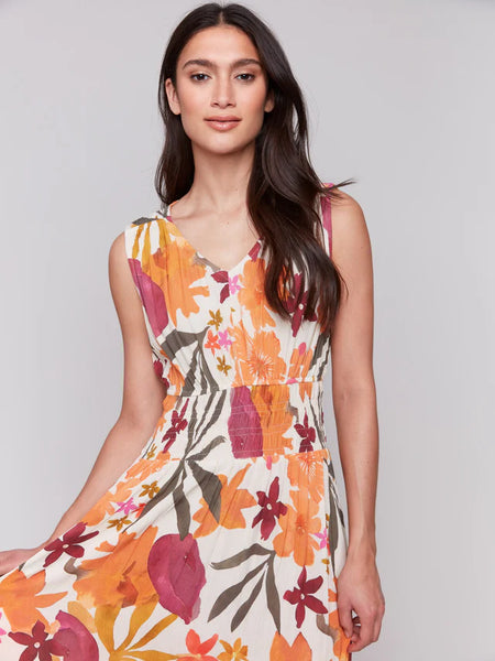 Printed Sleeveless Empire Waist Dress