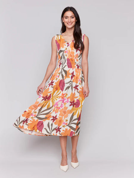 Printed Sleeveless Empire Waist Dress
