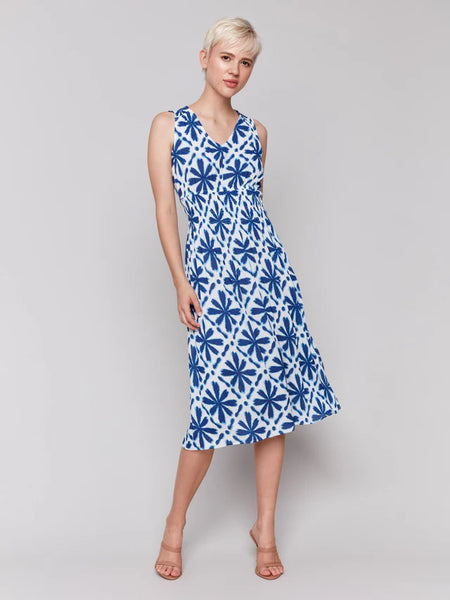 Printed Sleeveless Empire Waist Dress
