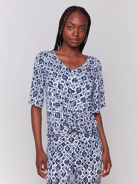 Printed V-Neck Top