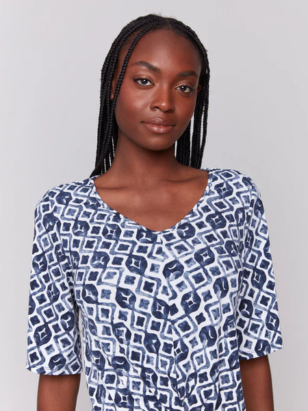 Printed V-Neck Top