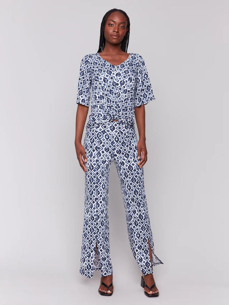 Printed V-Neck Top