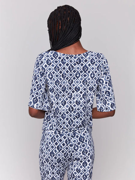 Printed V-Neck Top