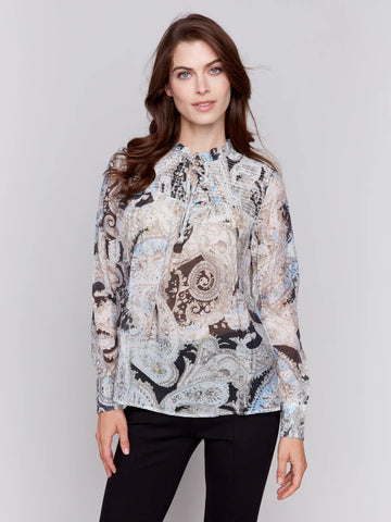 PRINTED VOILE BLOUSE