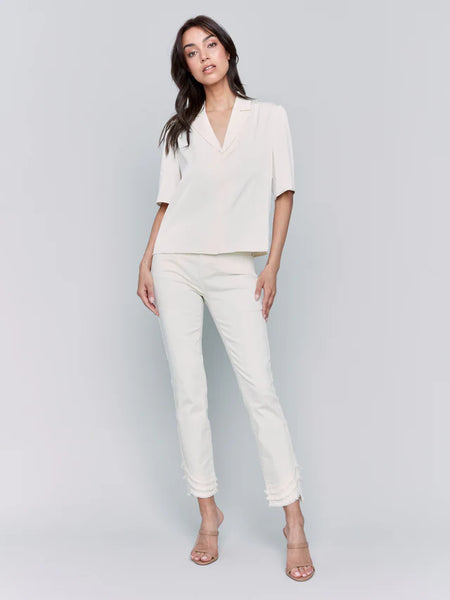 Short Sleeve Satin Button-Up Shirt