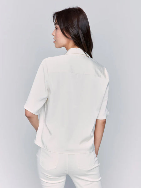Short Sleeve Satin Button-Up Shirt