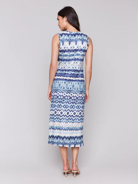 Sleeveless Cotton Dress with Faux Knot Detail