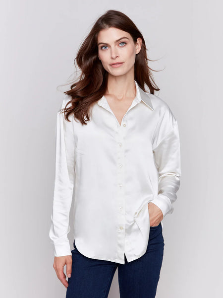 SATIN BUTTON DOWN SHIRT