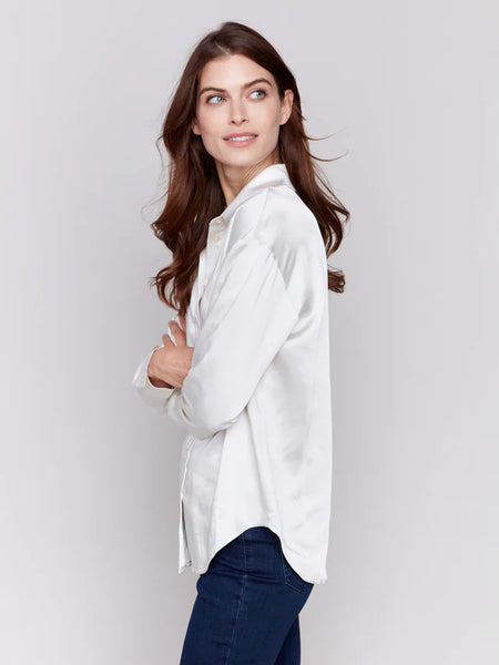 SATIN BUTTON DOWN SHIRT