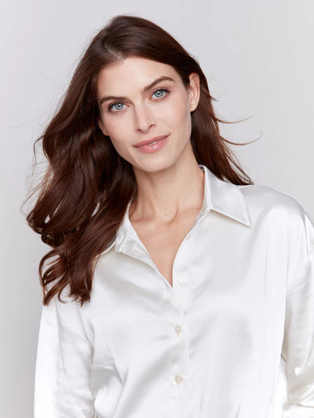 SATIN BUTTON DOWN SHIRT