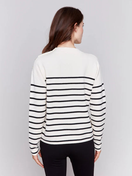 STRIPED SWEATER WITH BUTTON DETAIL