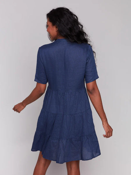 Tiered Linen Blend Dress