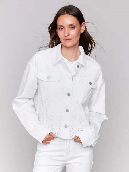Twill Scalloped Eyelet Jacket