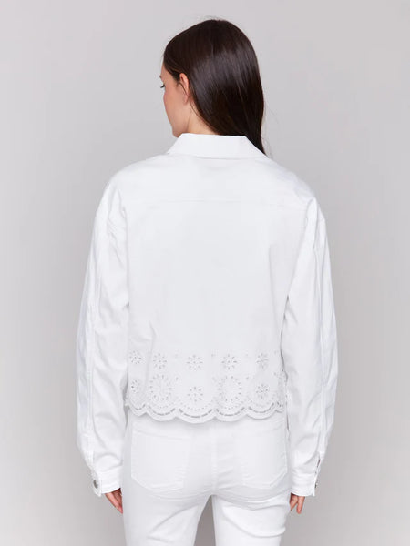Twill Scalloped Eyelet Jacket