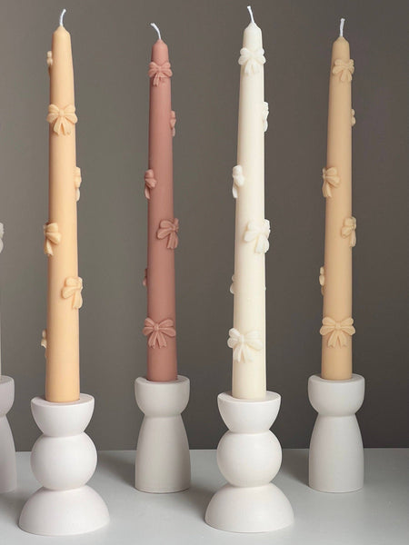 Ribbon Taper Candle: Nude