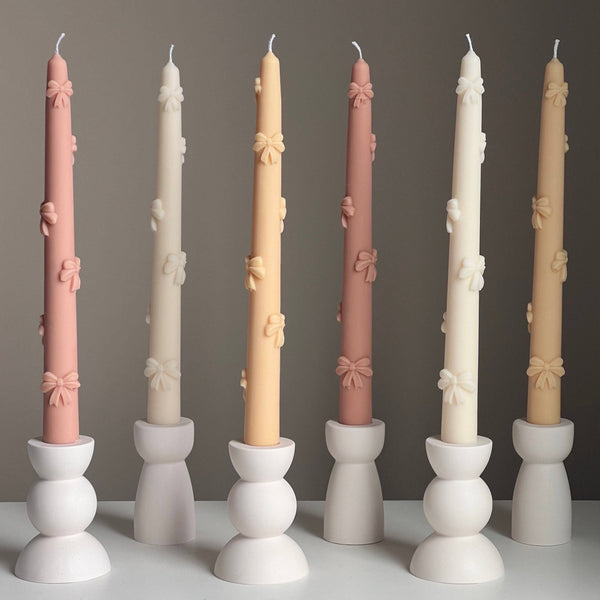 Ribbon Taper Candle: Nude